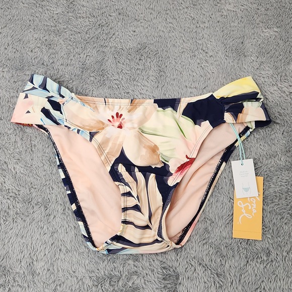 Kona Sol Other - Kona Sol Swim Bottom Womens XS Navy Floral Hipster Medium Coverage AG298B Cutout